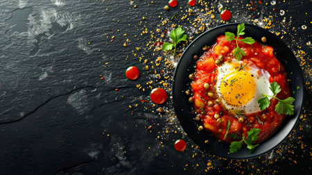 Shakshuka, Black Surface Table, minimalistic decorの素材
