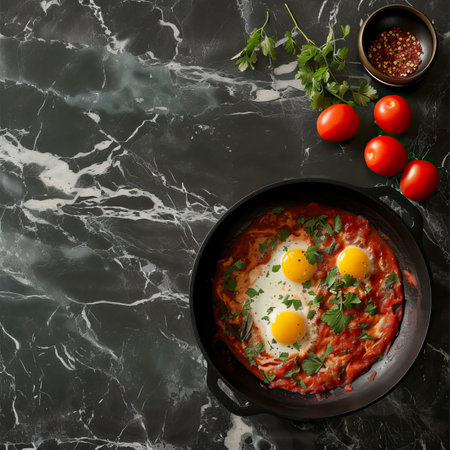 Shakshuka, Black Surface Table, minimalistic decorの素材