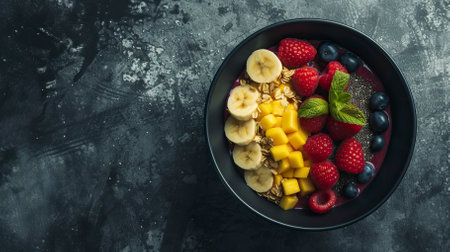 Smoothie Bowl, Black Surface Table, minimalistic decorの素材