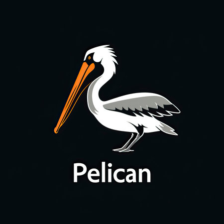 flat vector logo of animal Pelican Vector image, White Backgroundの素材