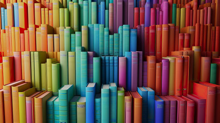 3D render of colorful books collectionの素材