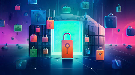banner representation of blockchain cryptography technologyの素材