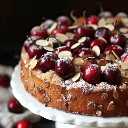 Cherry Almond Amaretto Cake , Birthday Cake, Sweet item, Anniversarry Cake, Food Photographyの素材