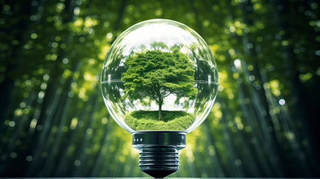 Green world in an energy saving bulb, World Environment Dayの素材