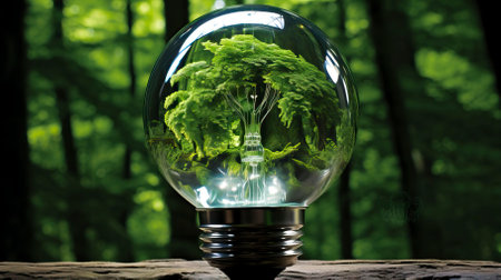 Green world in an energy saving bulb, World Environment Dayの素材