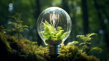 Green world in an energy saving bulb, World Environment Dayの素材