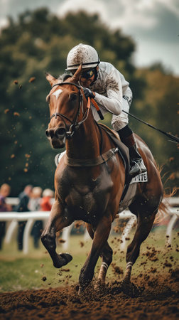 Jockey at horse racing competition, Horse racing, Animal Photographyの素材
