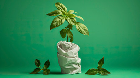 wrapping plant in paper, in the style of environmental awareness, World Environment Dayの素材