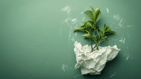 wrapping plant in paper, in the style of environmental awareness, World Environment Dayの素材