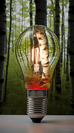 Green world in an energy saving bulb, World Environment Dayの素材