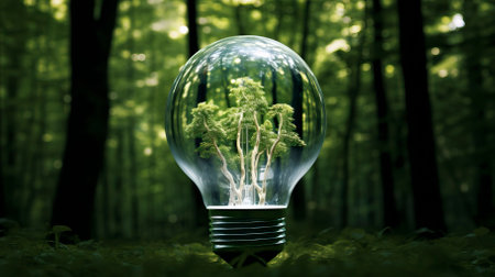 Green world in an energy saving bulb, World Environment Dayの素材