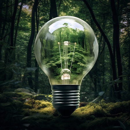 Green world in an energy saving bulb, World Environment Dayの素材