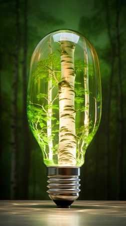 Green world in an energy saving bulb, World Environment Dayの素材