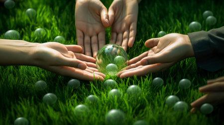 Hand Holding Glove that defines Good Environment , Happy Environment Dayの素材