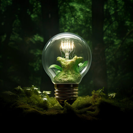 Green world in an energy saving bulb, World Environment Dayの素材