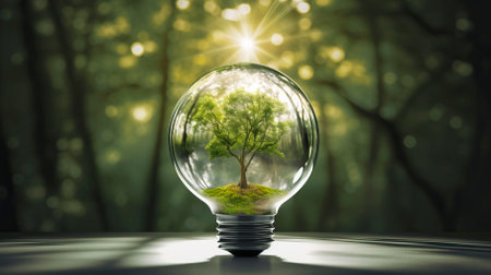 Green world in an energy saving bulb, World Environment Dayの素材