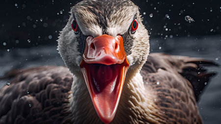Close up portrait shot of angry goose, Birds Photographyの素材