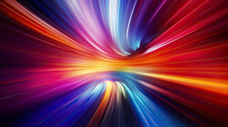 Abstract tunnel with colorful stripes in motion patternの素材