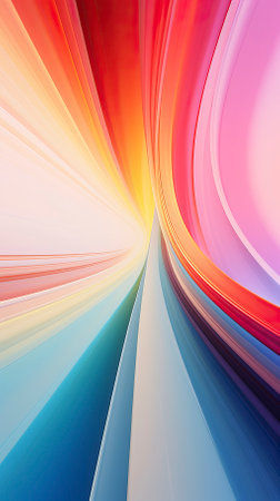 Abstract tunnel with colorful stripes in motion patternの素材