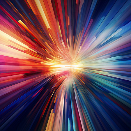 Abstract tunnel with colorful stripes in motion patternの素材