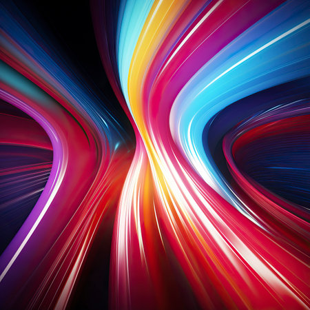 Abstract tunnel with colorful stripes in motion patternの素材