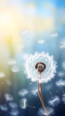Abstract blurred nature background dandelion seedsの素材