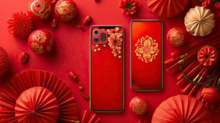 App background Illustration style red theme Chinese New yearの素材