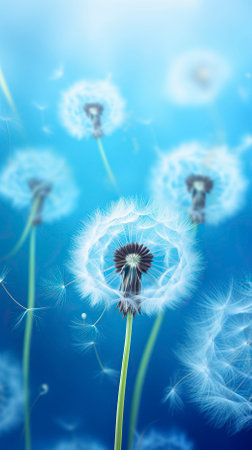 Abstract blurred nature background dandelion seedsの素材