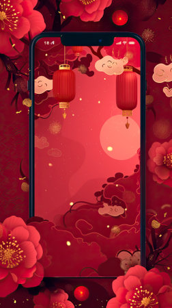App background Illustration style red theme Chinese New yearの素材