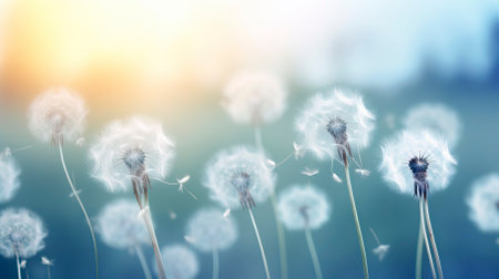 Abstract blurred nature background dandelion seedsの素材
