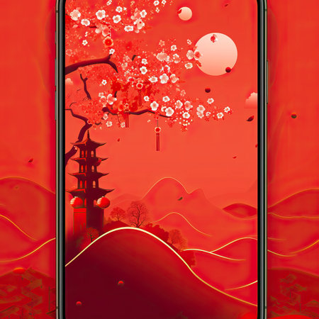 App background Illustration style red theme Chinese New yearの素材