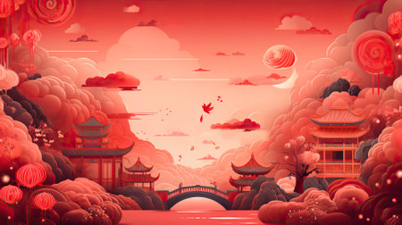 App background Illustration style red theme Chinese New yearの素材