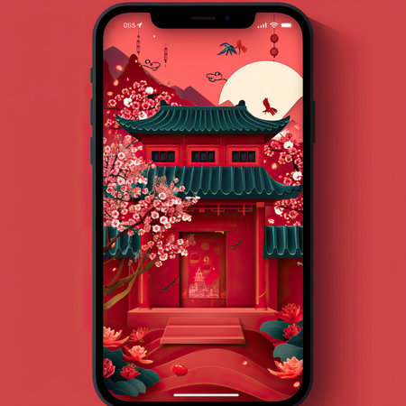 App background Illustration style red theme Chinese New yearの素材