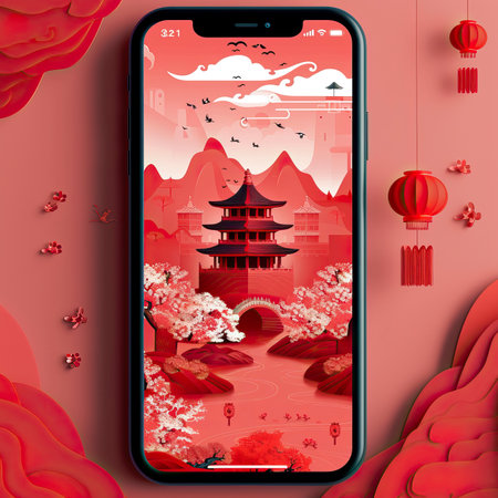 App background Illustration style red theme Chinese New yearの素材