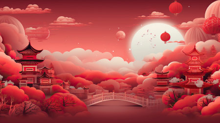 App background Illustration style red theme Chinese New yearの素材