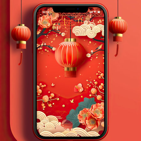 App background Illustration style red theme Chinese New yearの素材