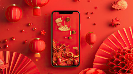 App background Illustration style red theme Chinese New yearの素材