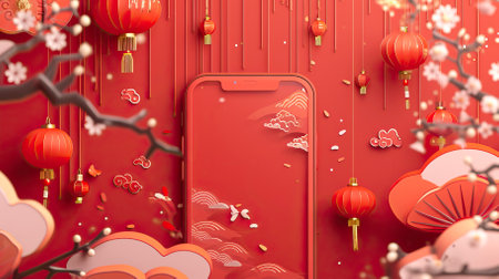 App background Illustration style red theme Chinese New yearの素材