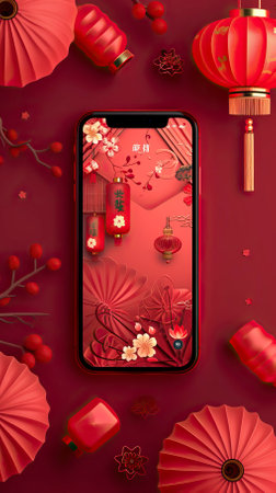 App background Illustration style red theme Chinese New yearの素材