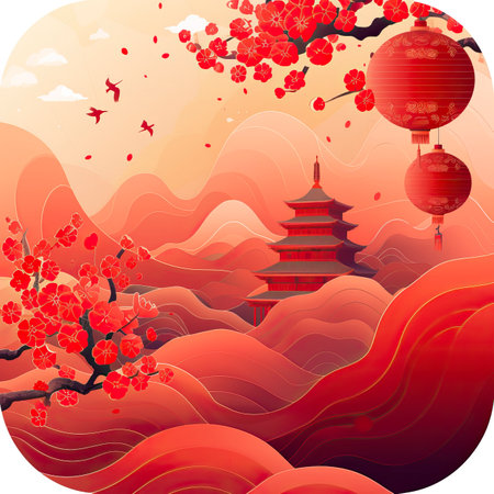 App background Illustration style red theme Chinese New yearの素材