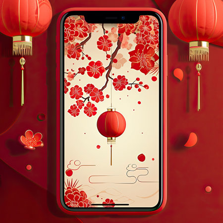 App background Illustration style red theme Chinese New yearの素材