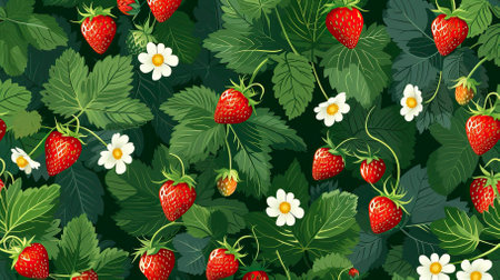 Cute_seamless_pattern_with_wild_strawberriesの素材
