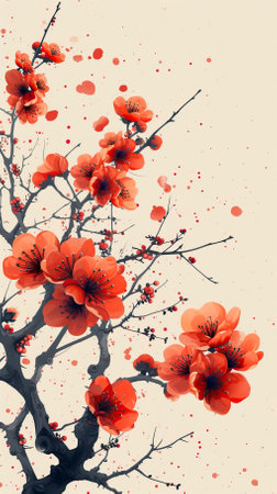 Celebration_Spring_Flowers_Chinese_Styleflat_designの素材