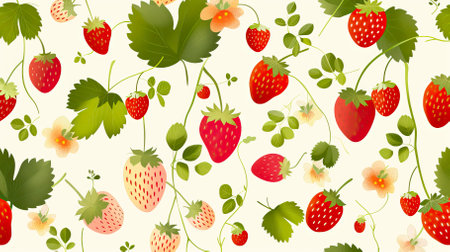 Cute_seamless_pattern_with_wild_strawberriesの素材