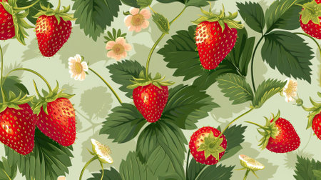 Cute_seamless_pattern_with_wild_strawberriesの素材