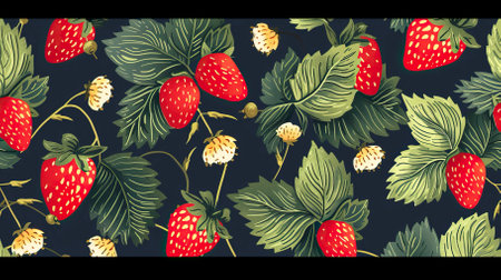 Cute_seamless_pattern_with_wild_strawberriesの素材