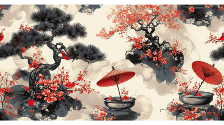 Oriental_seamless_pattern_with_japanese_umbrellasの素材