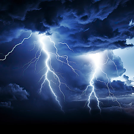 Storm_clouds_with_lightnings_isolated_on_White_Backgroundの素材