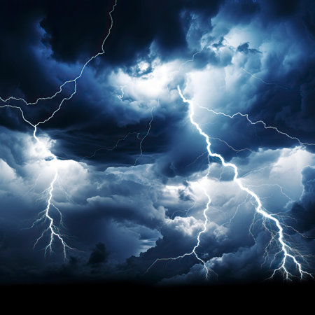 Storm_clouds_with_lightnings_isolated_on_White_Backgroundの素材