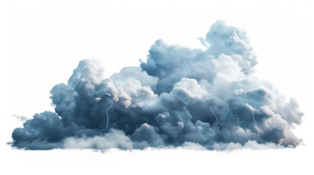 Storm_clouds_with_lightnings_isolated_on_White_Backgroundの素材